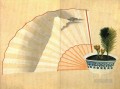 porcelain pot with open fan Katsushika Hokusai Ukiyoe